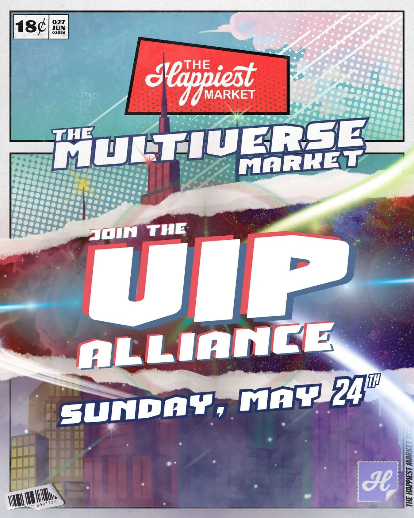 The portals are opening for The Multiverse Market VIP Hour! ⚡️🕷️ Step into the multiverse before general admission and enjoy early access to shopping, exclusive finds, and first dibs on all the treasures waiting across the universe. 💥✨

Grab your t