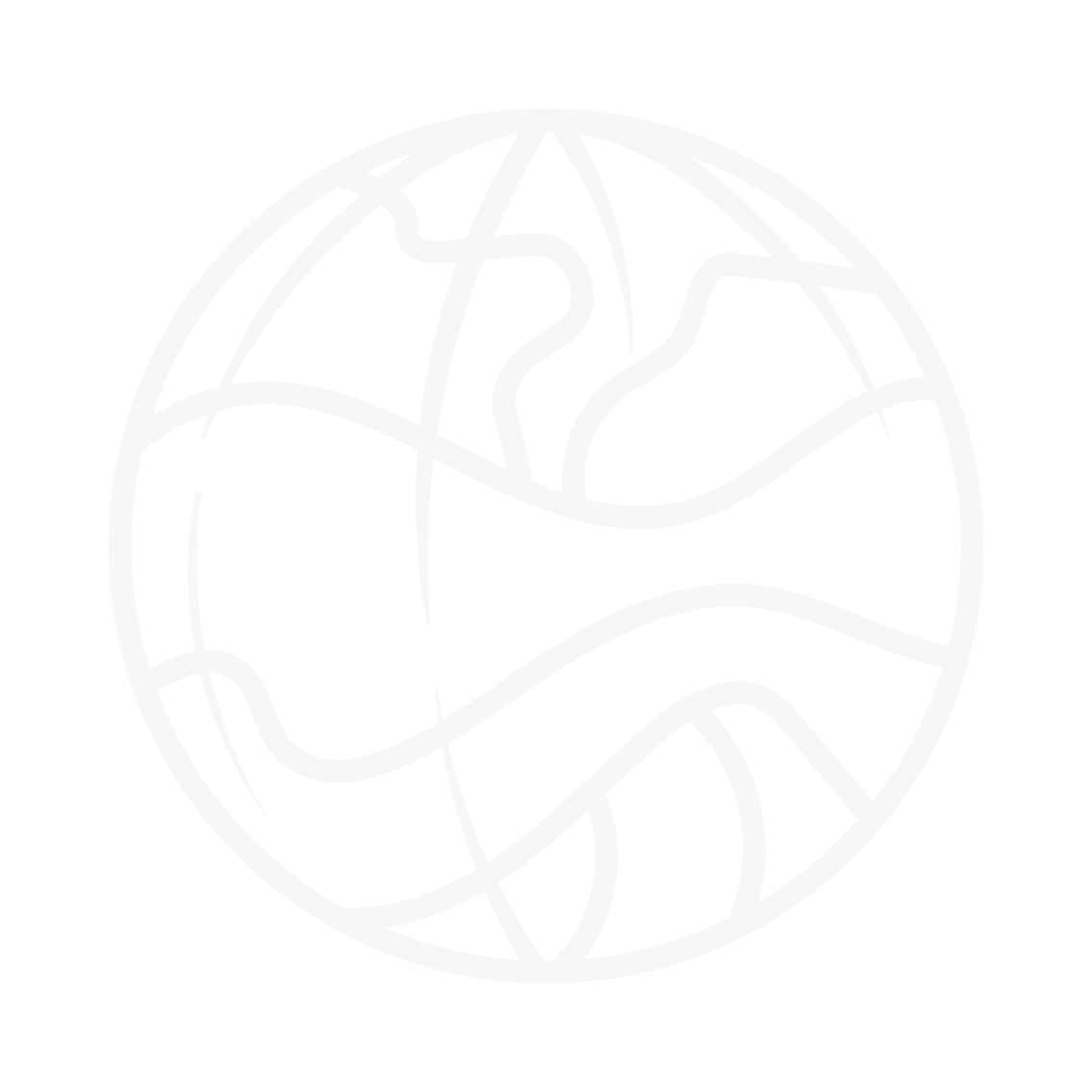 Stylized globe icon with abstract wave pattern