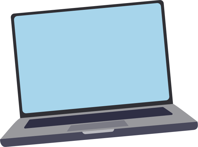 A laptop computer with a light blue screen and a dark keyboard