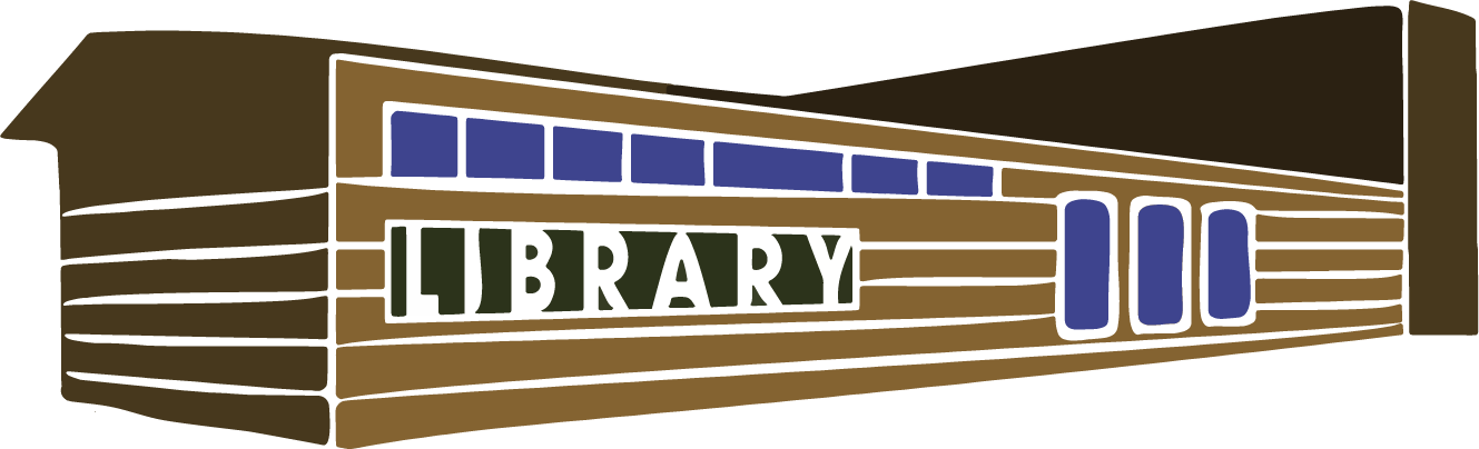 Exterior of the library with a sign that reads 'LIBRARY'