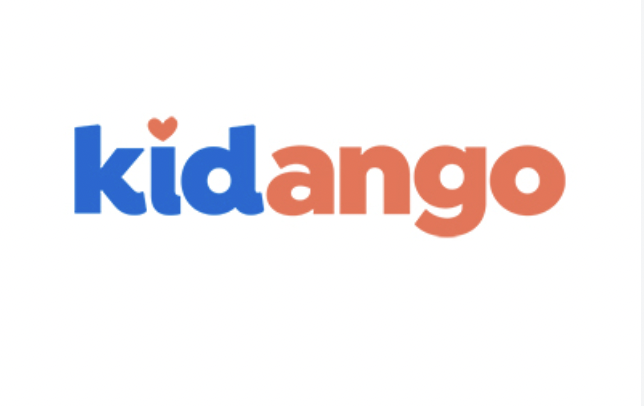 Logo of Kidango with the word 'kid' in blue and 'ango' in orange, featuring a small heart above the 'i' in 'kid'.