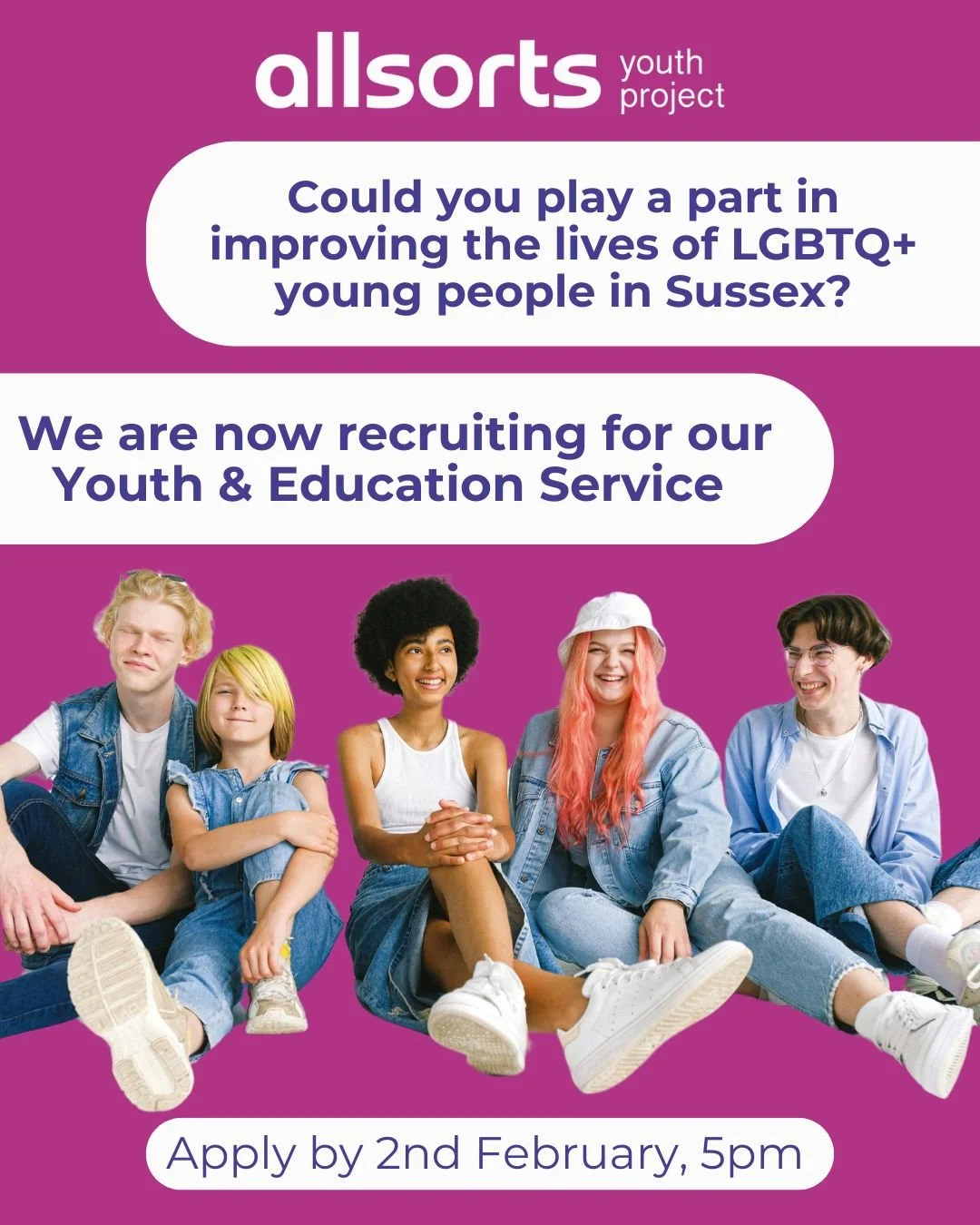Allsorts Youth Project is entering an exciting period of transformation as we renew and expand our Youth and Education Service to better connect with LGBTQ+ children and young people across Sussex. This has created a unique opportunity to recruit a r