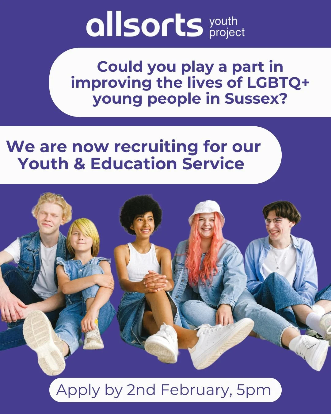 Allsorts Youth Project is entering an exciting period of transformation as we renew and expand our Youth and Education Service to better connect with LGBTQ+ children and young people across Sussex. This has created a unique opportunity to recruit a r
