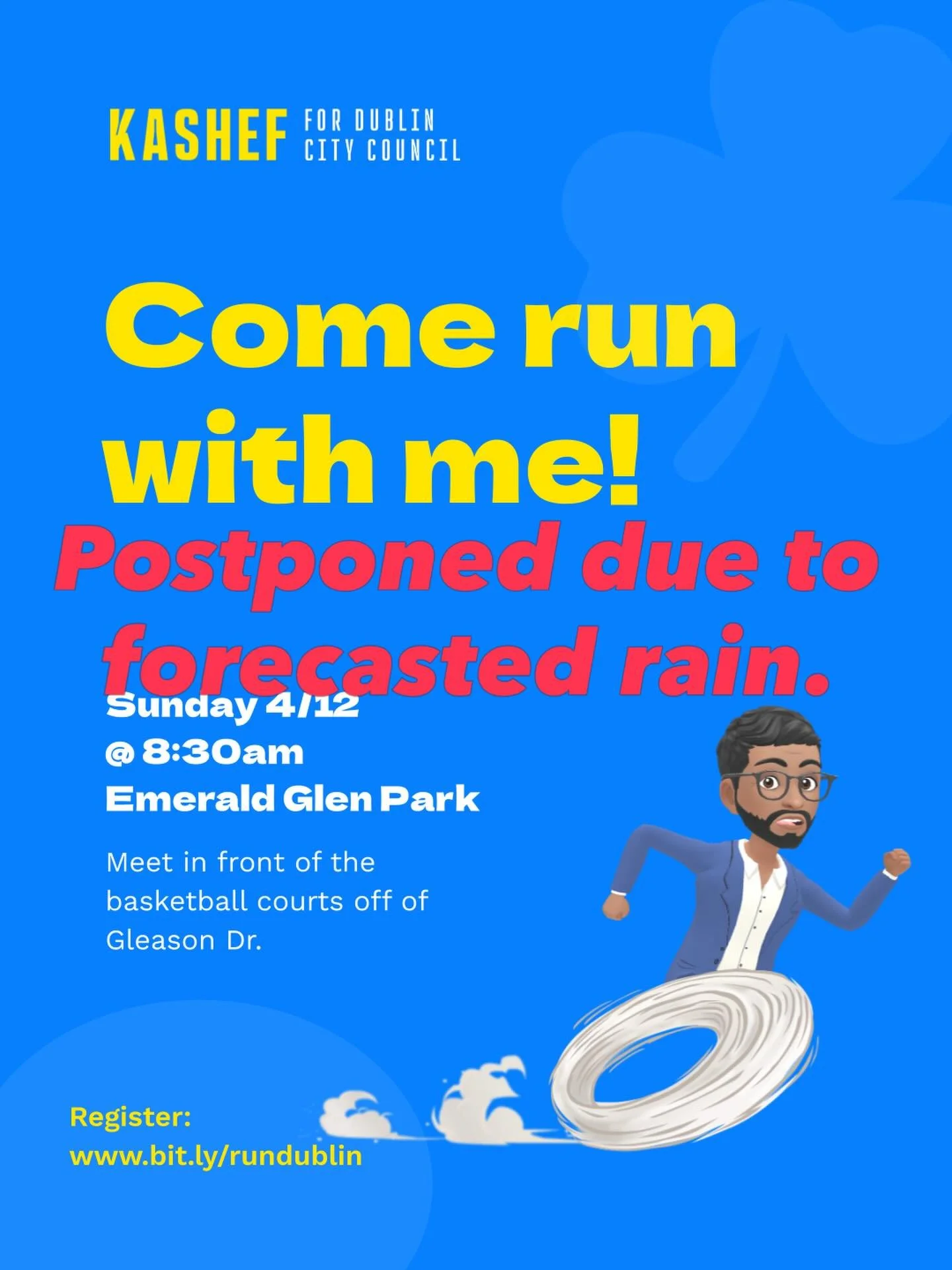 Due to rain in the forecast, we're rescheduling our running event. Stay tuned for the revised schedule.