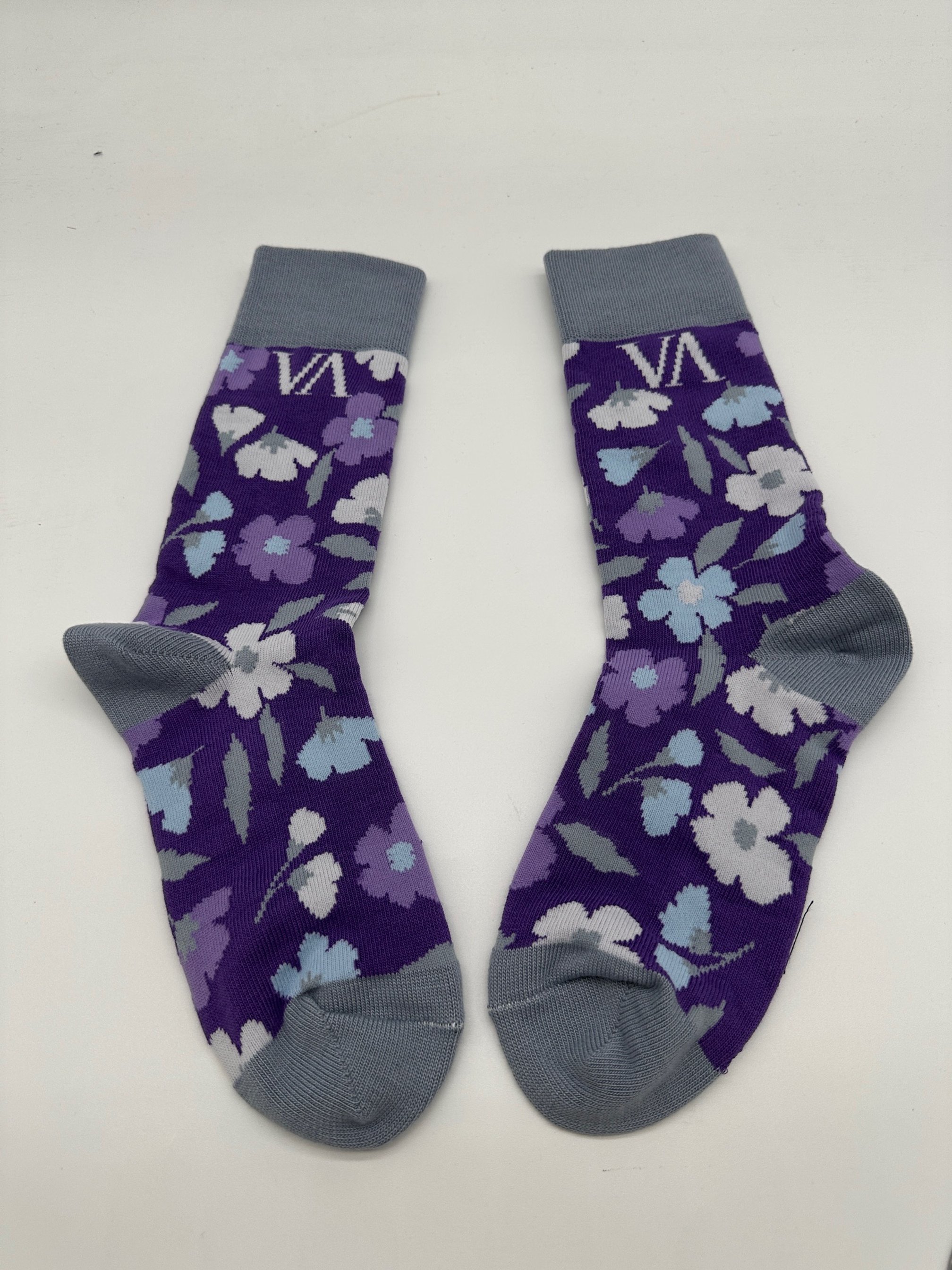 Purple floral dress sock
