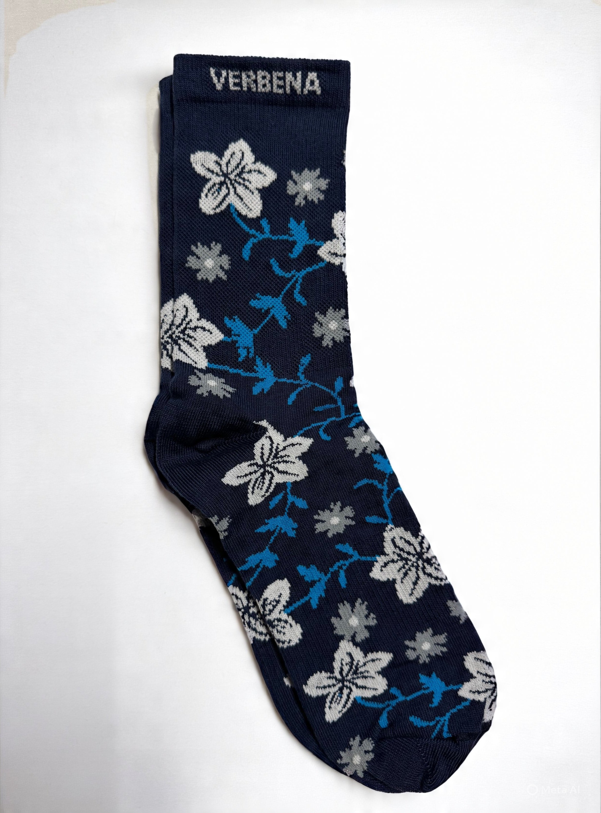 Navy floral dress sock