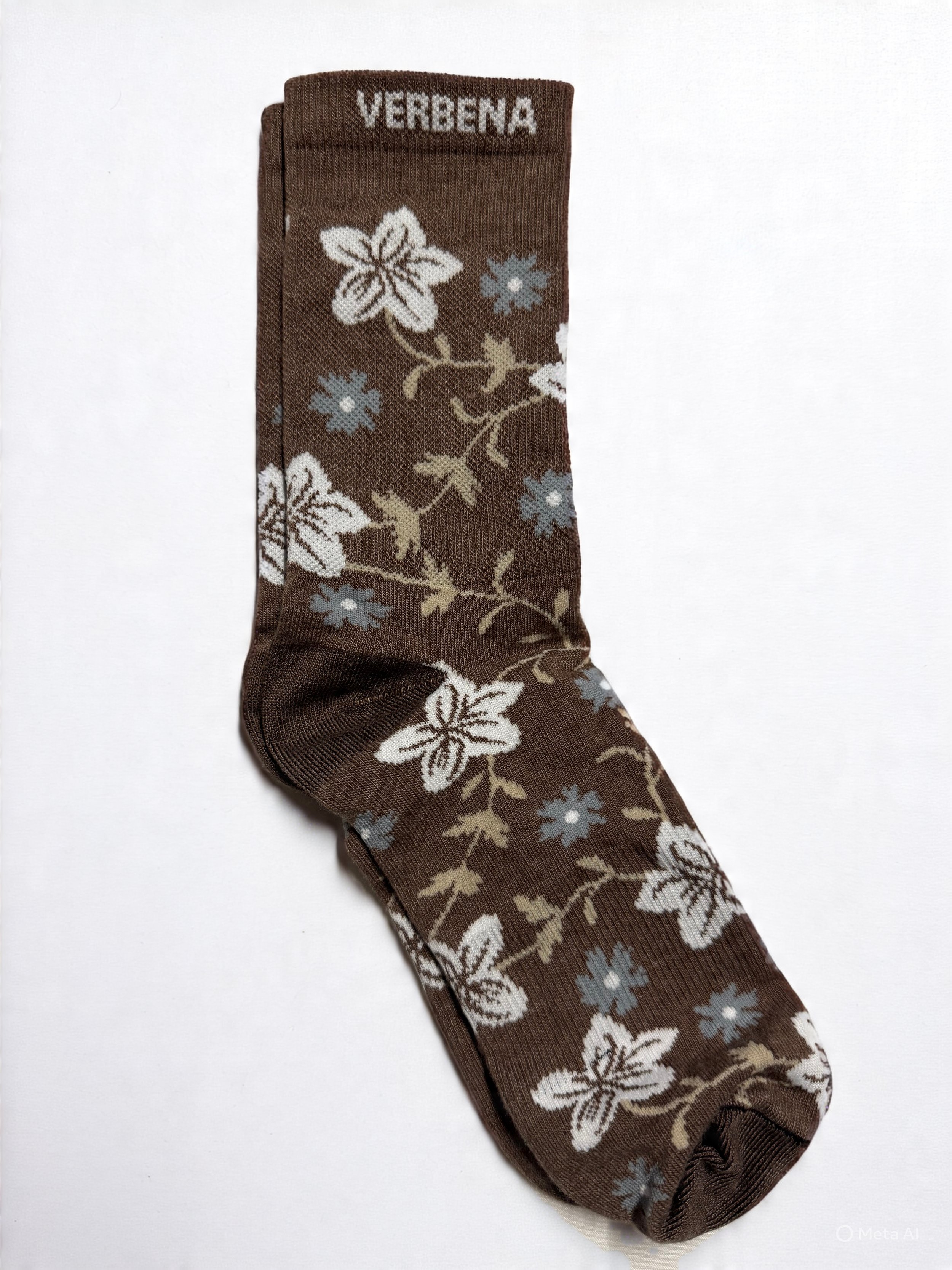 Brown floral dress sock