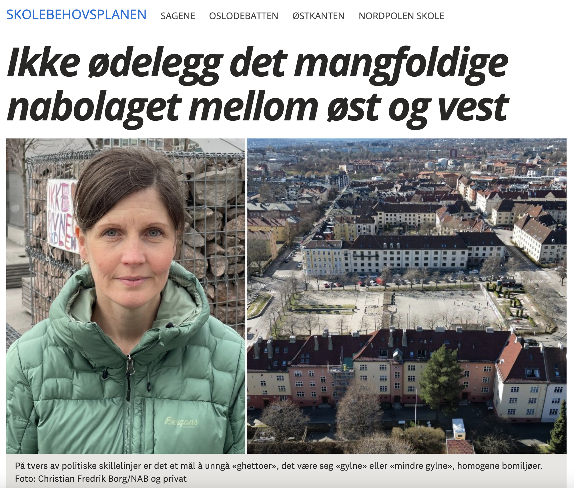 Faksimile av debattinlegg i fra Avisa Oslo.