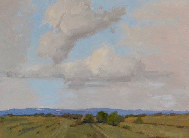 Stef Schroeder "Spring Showers" oil on linen panel, 12"x16"