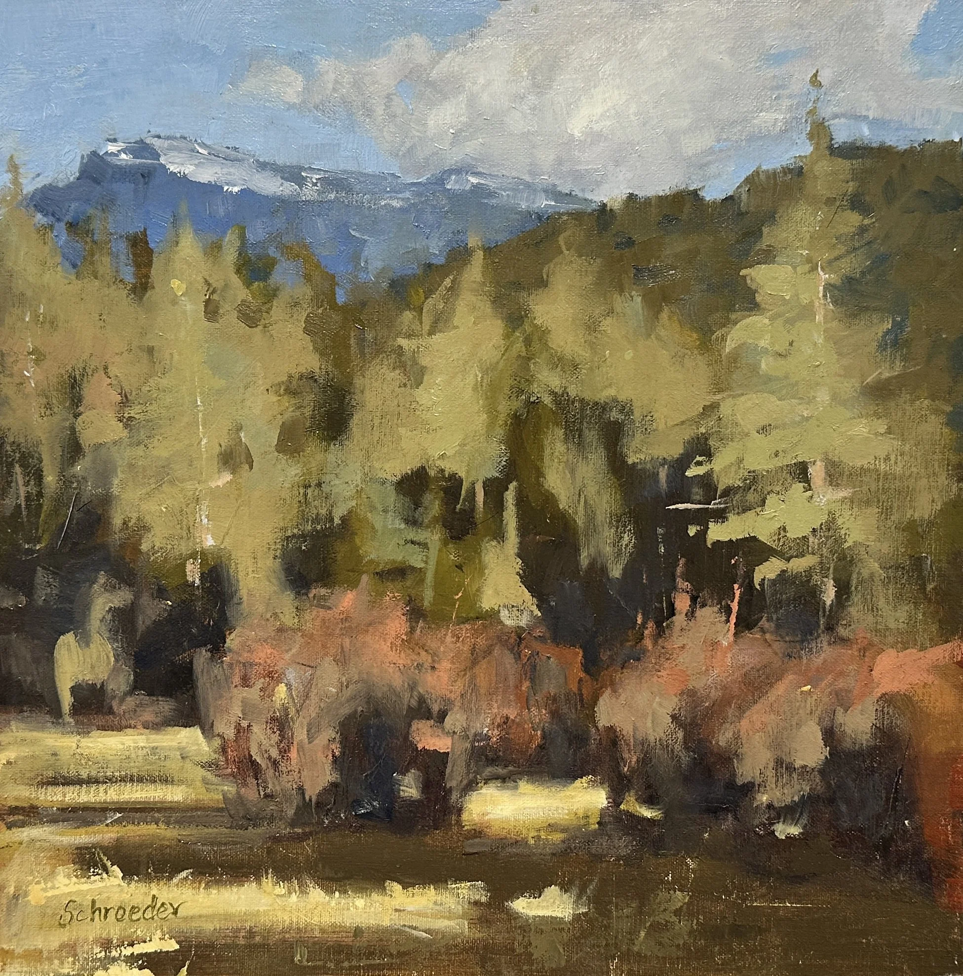Stef Schroeder "The Red Willows" 12"x12", Oil on Linen Board, $500