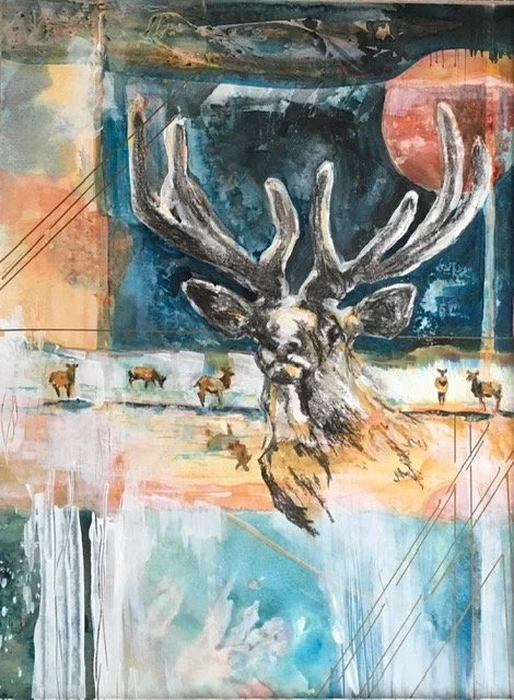 WINTER RANGE TRANSFORMED, Mixed Media on Paper, 19" x 14".$950
