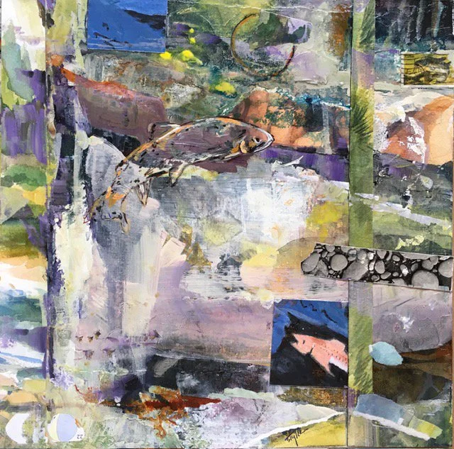 BLUE ADVENTURE, Mixed Media, 12" x 12", $550
