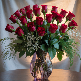 Red Roses in a Vase