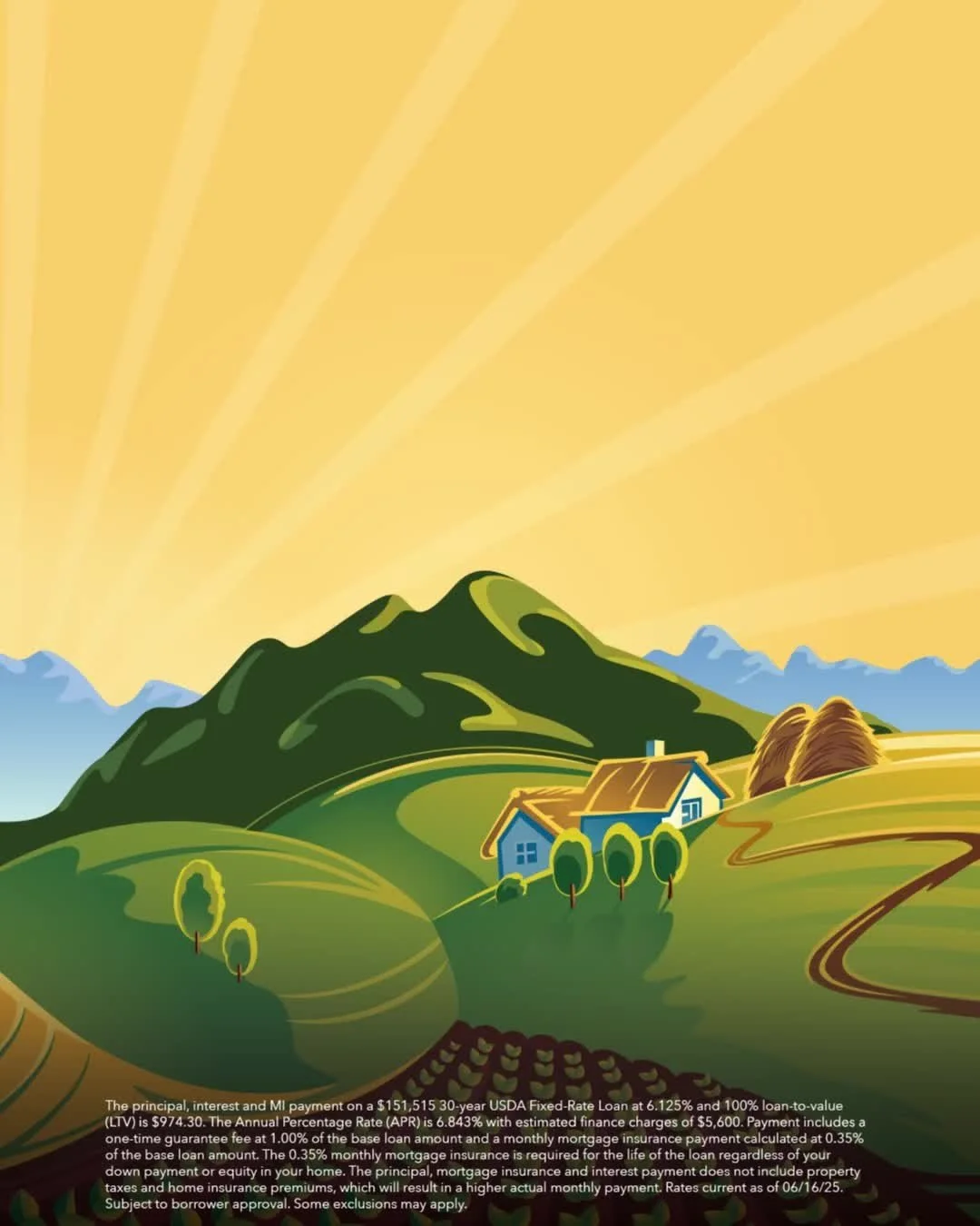 Moving to the countryside? With a USDA loan, you may also be able to get away from a big down payment, mortgage insurance and more. Let's see if you qualify!