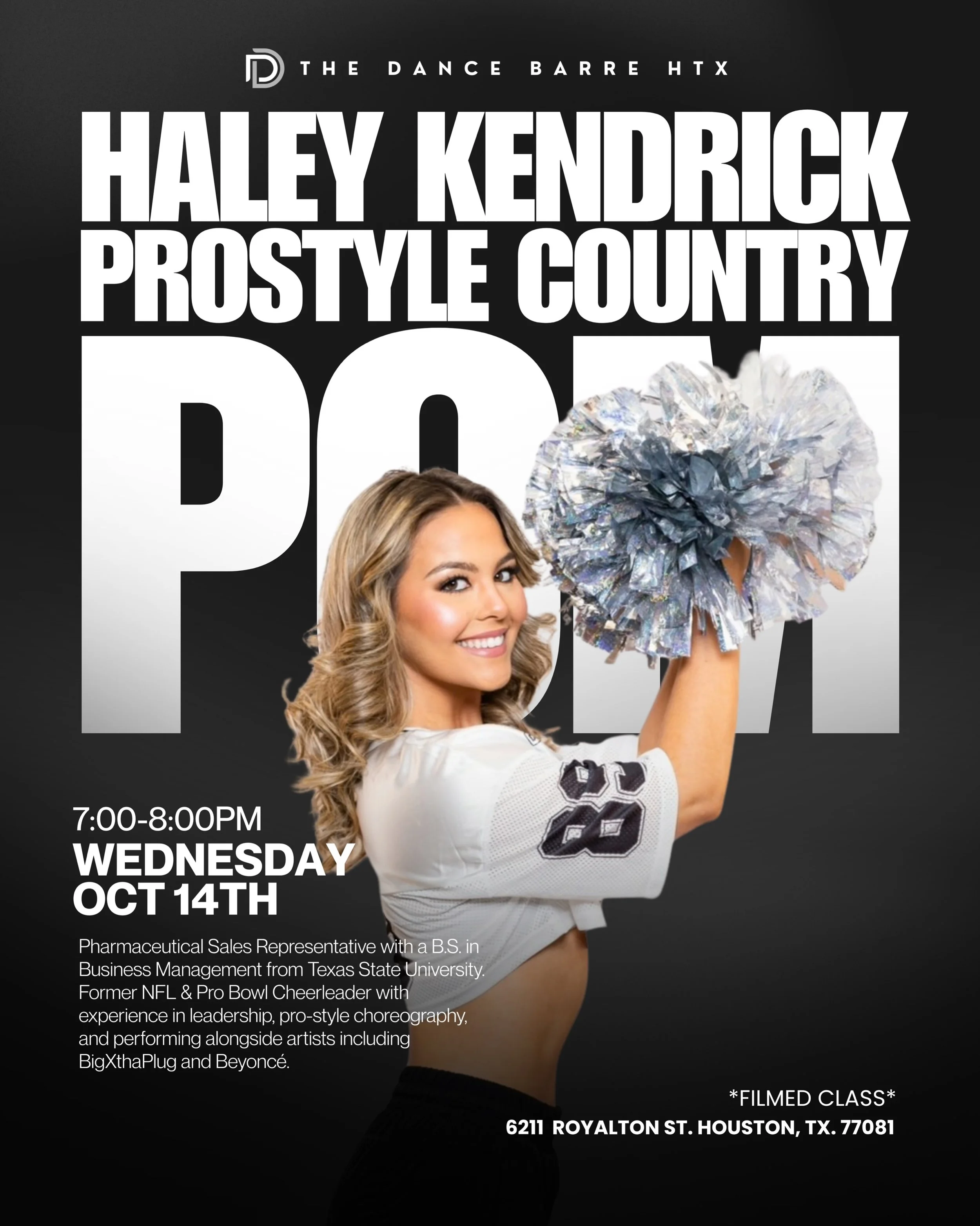 DANCE BARRE PRO SERIES &bull; COUNTRY POM

Next week with  NFL Dancer ✨Haley Kendrick ✨ 

📍6211 Royalton St. Houston, TX 77081

🔗LINK IN BIO 
‼️SIGN UP NOW‼️

#thedancebarrehtx #pom #htxdancers #country