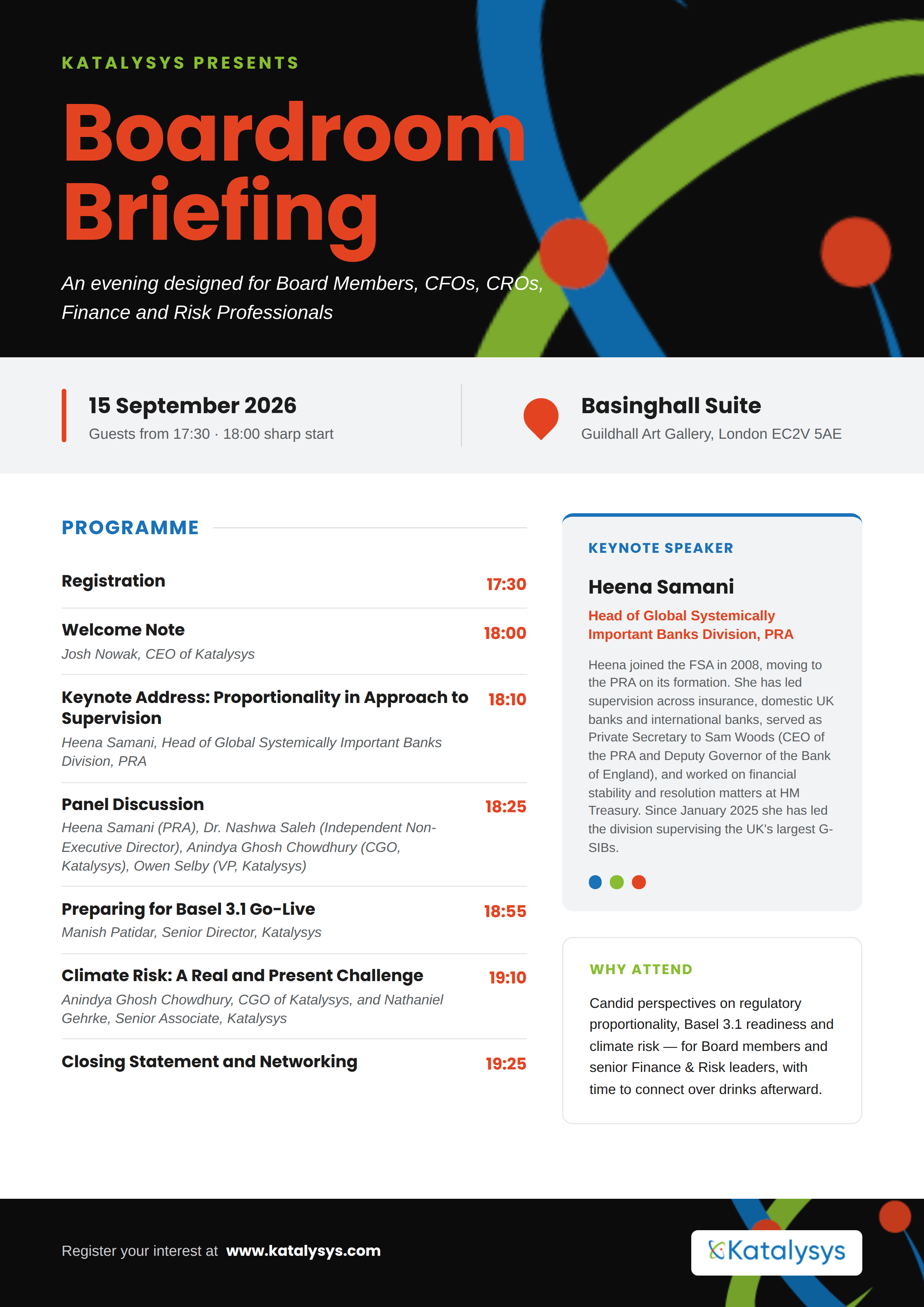 Katalysys Boardroom Briefing on Basel 3.1 &amp; Climate Risk : 15-Sept-2026