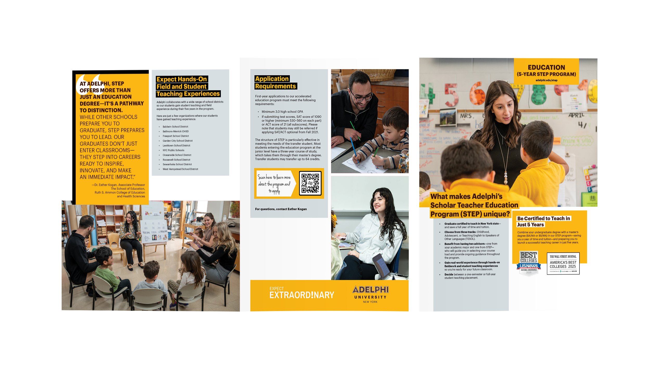 Exterior spread of the Adelphi 5-year STEP program in education undergrad trifold