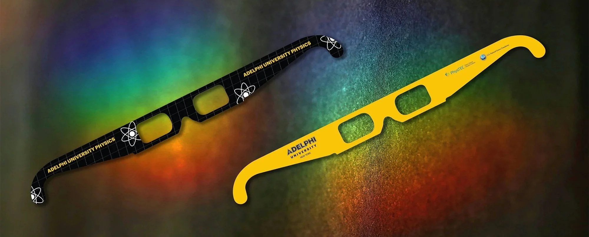 A front and back mock-up for infraction glasses designed for the Adelphi Physics Department