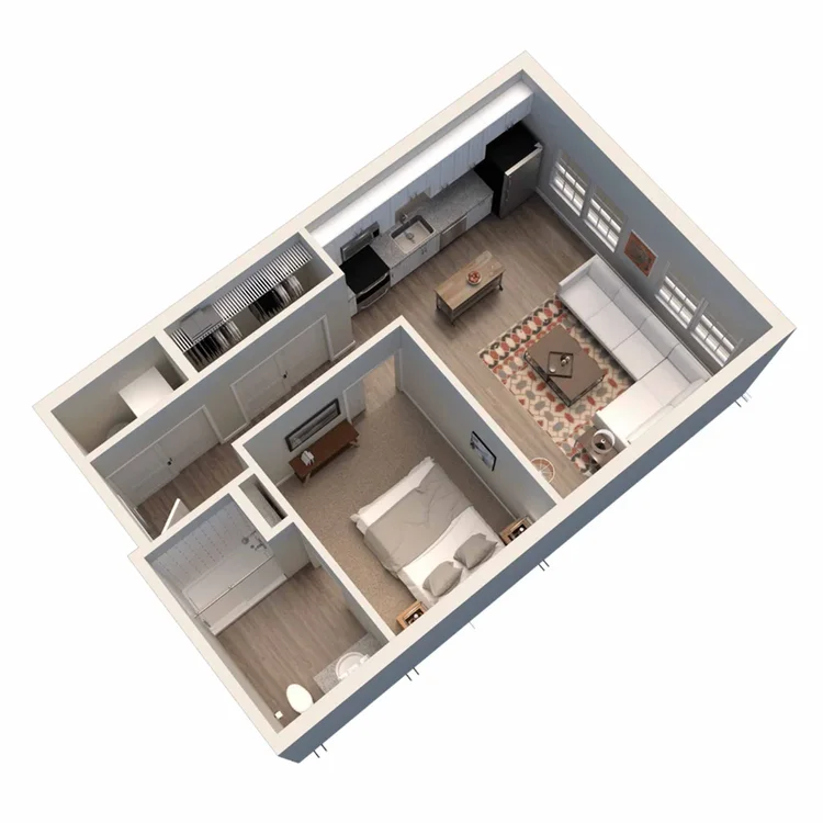 Kendall Park one-bedroom floor plan, 620 square feet, 1 bed 1 bath, Phase 2 in Columbus, OH
