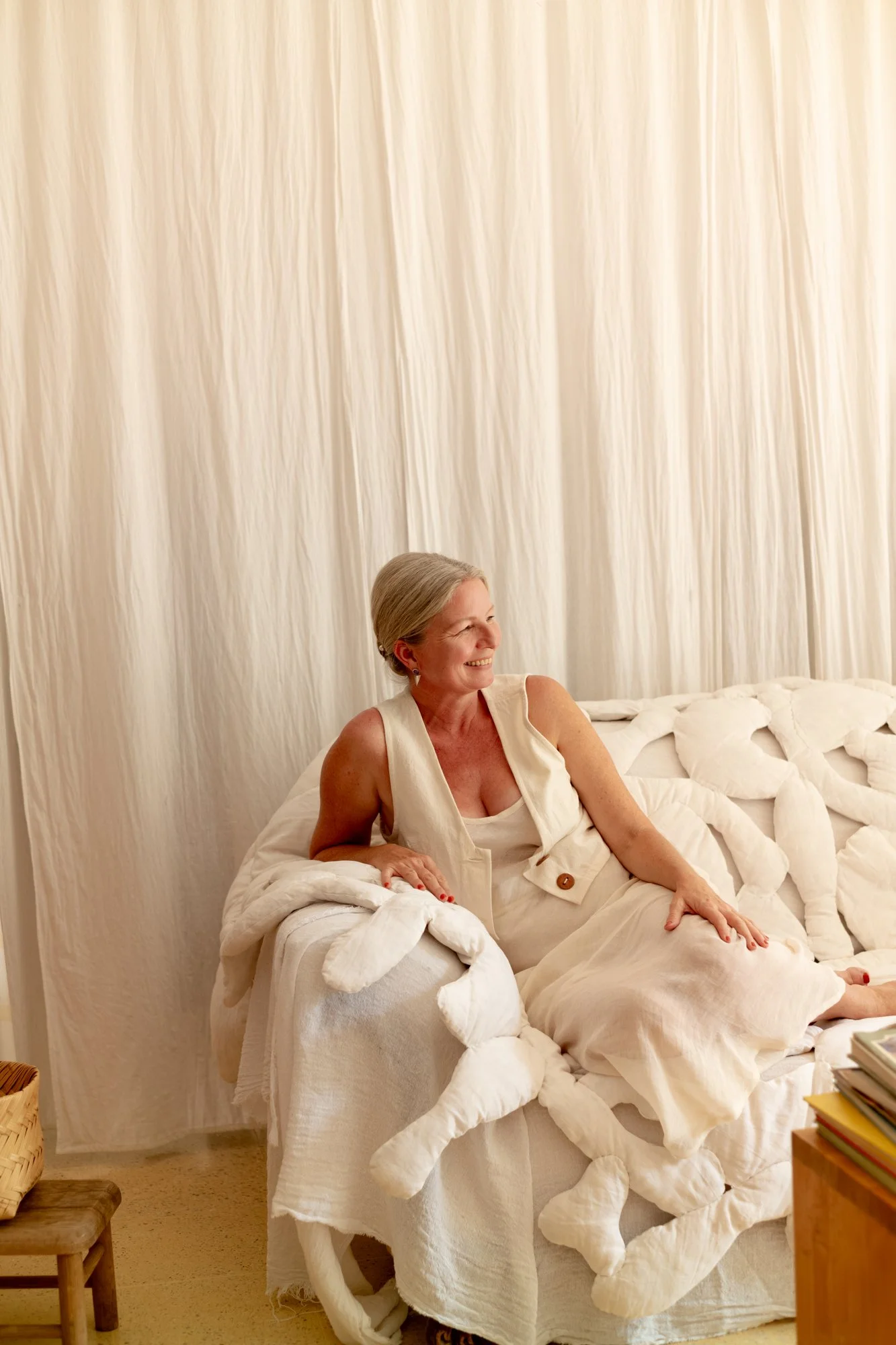 Textile Artist Christina Hattler in her Oaxaca art Studio 