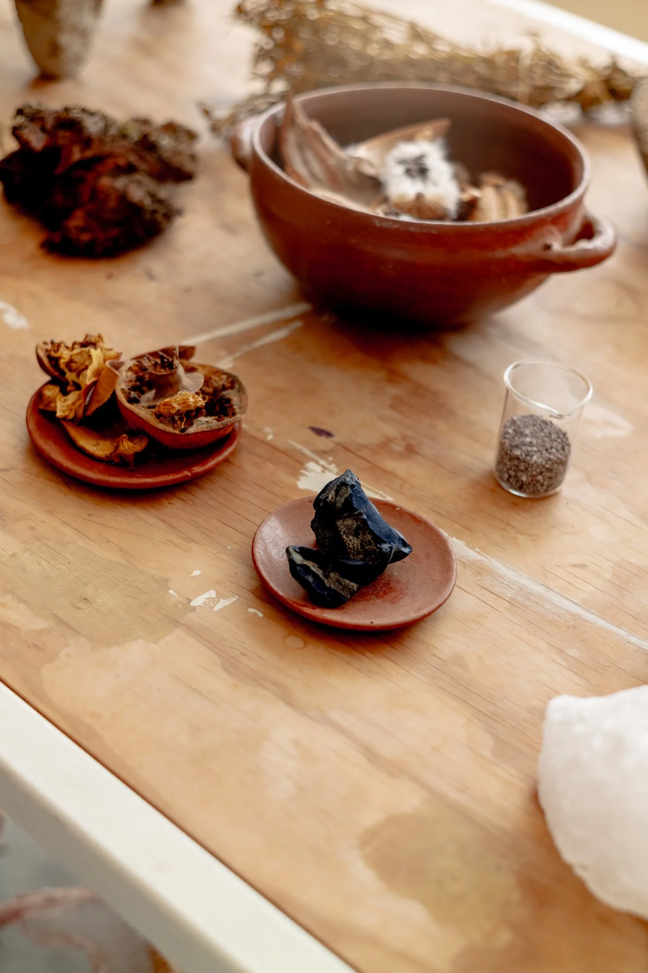 raw indigo at chrisitna hattler's textile artist studio in oaxac amexico 