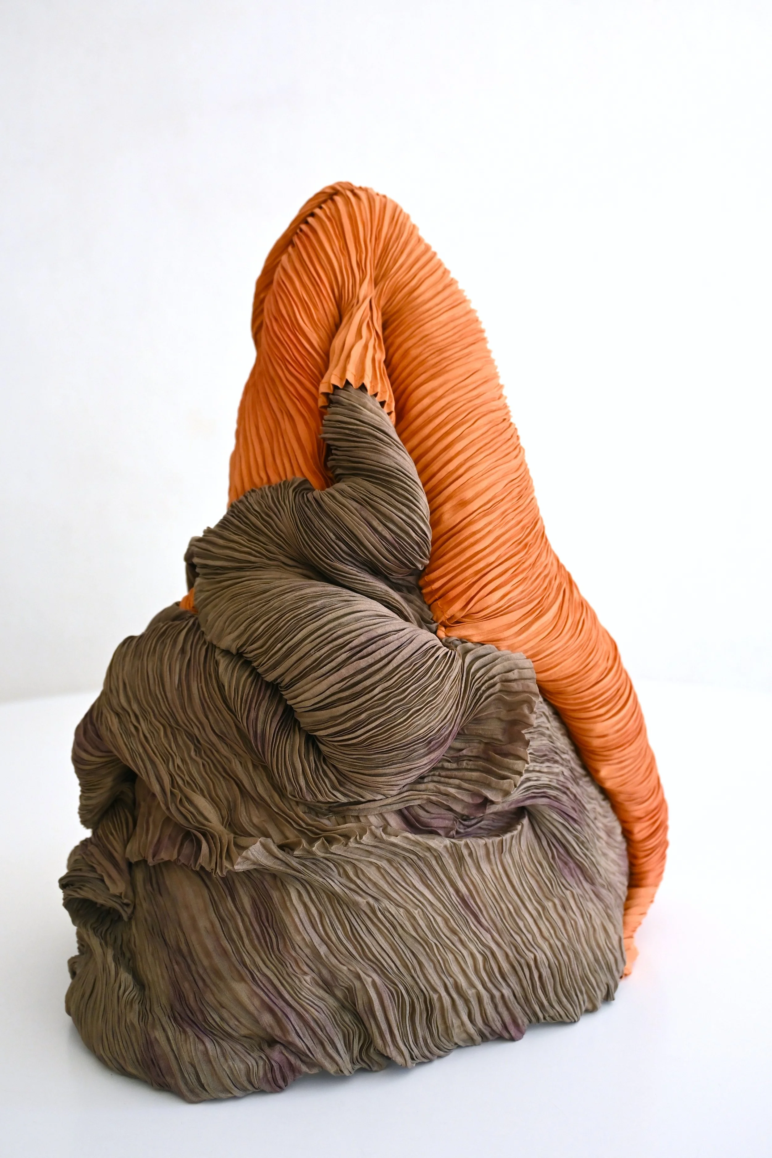 Mother Mountain, Axis of Two, hand pleated silk with natural dyes