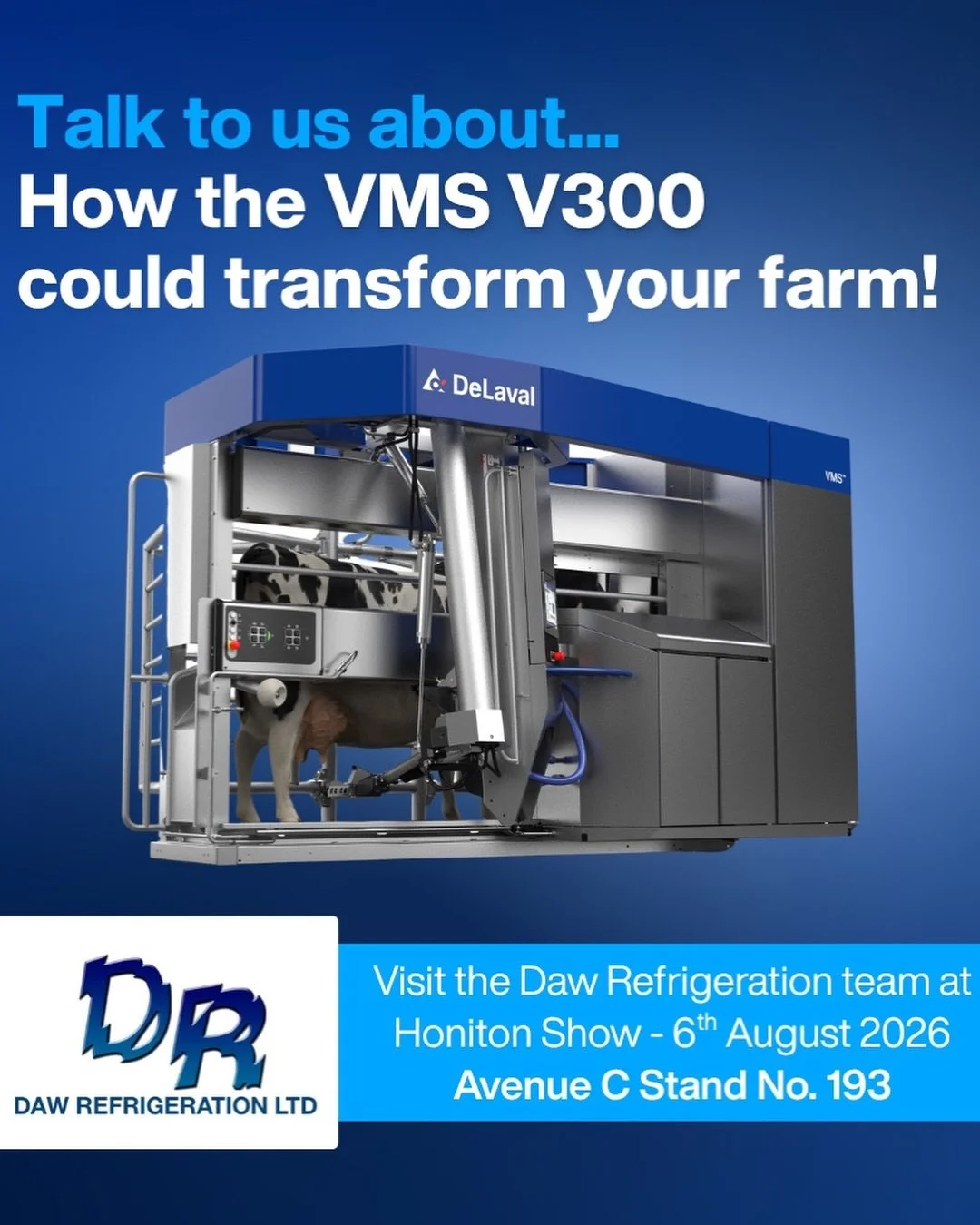 It&rsquo;s the big set up today, ready for a warm one tomorrow. Come and see us on stand 193 with any robotic milking questions you might have or to talk about new equipment using your #FETF grant #honitonshow #dawrefrigeration @delaval_ukie