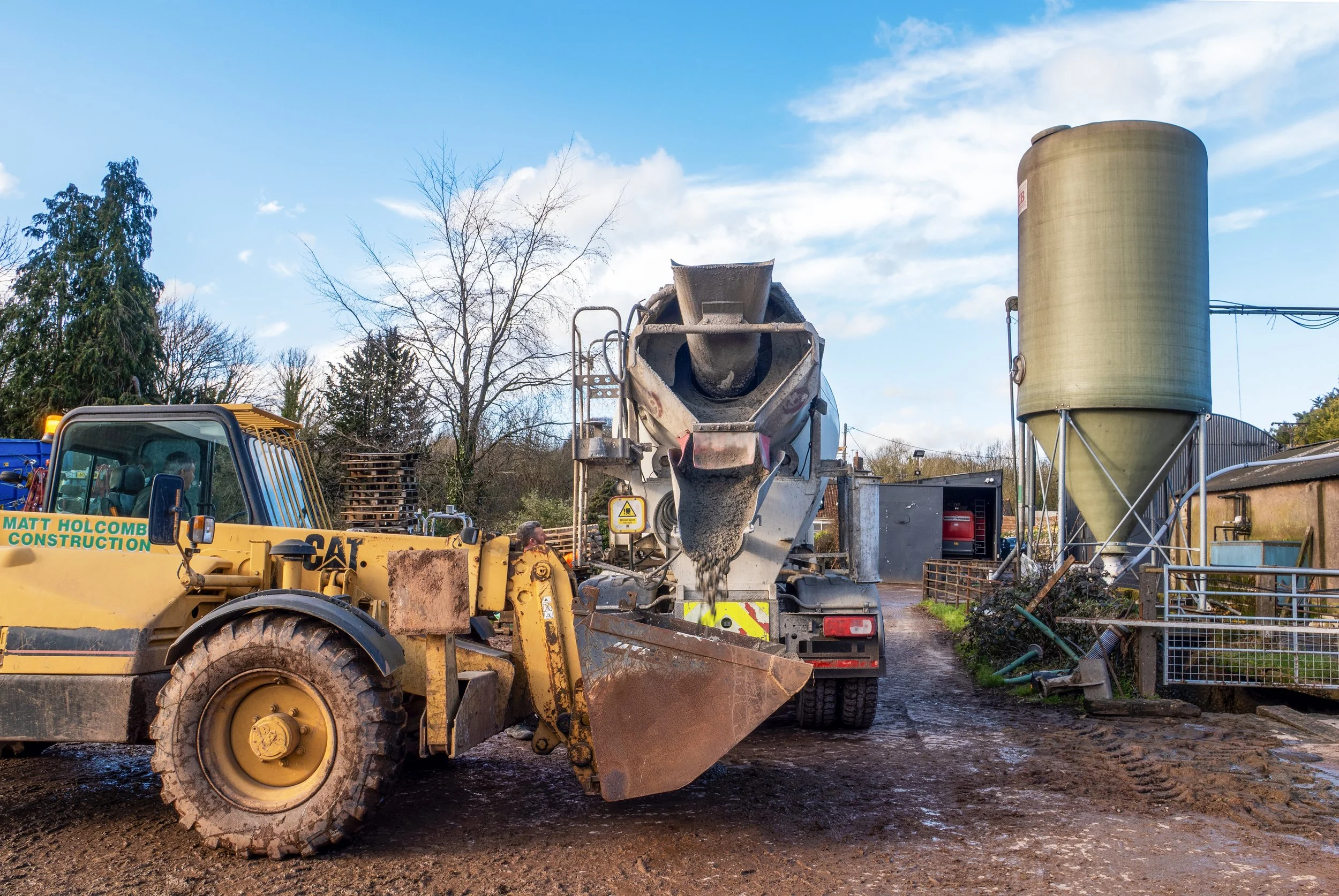 The first stages of construction and groundworks for a new robotic milking installation on a dairy farm in Somerset.