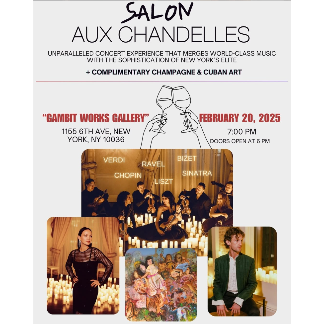 Salon No. 7: Liszt, Chopin, Bizet, Sinatra + Cuban Art &amp; FREE Champaigne