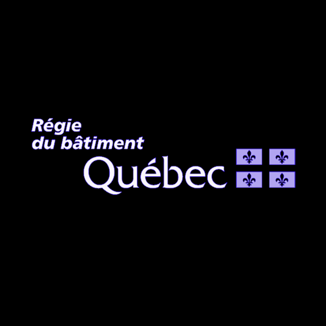 Logo de la Régie du bâtiment du Québec avec fleurs de lys.