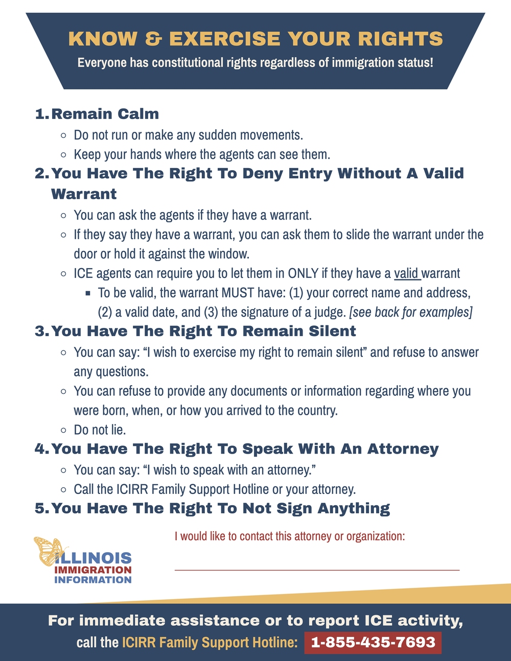 KNOW YOUR RIGHTS — IL IMMIGRATION INFO