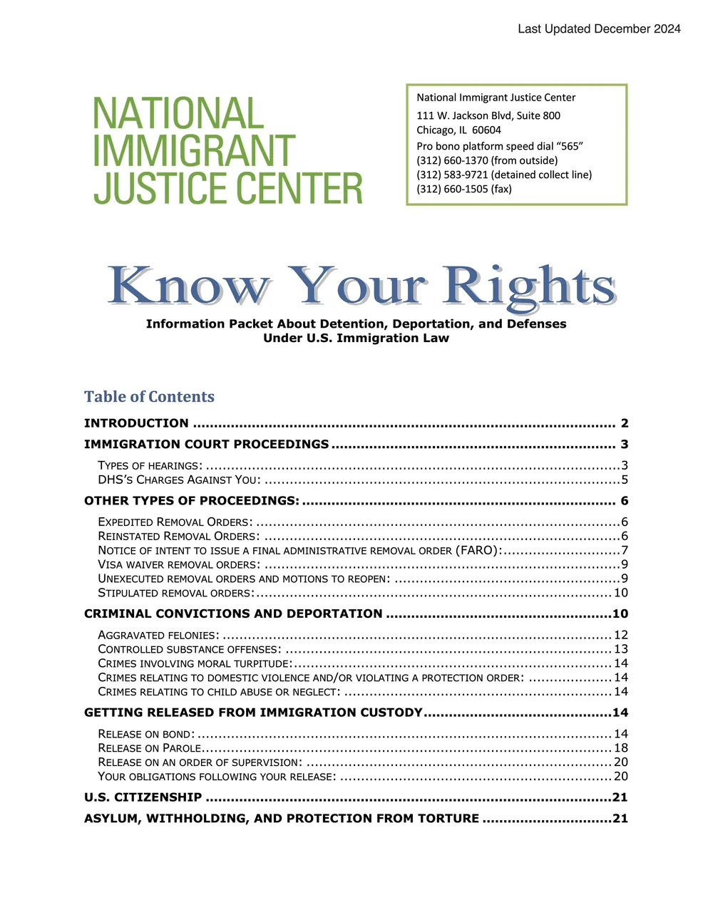 KNOW YOUR RIGHTS — IL IMMIGRATION INFO