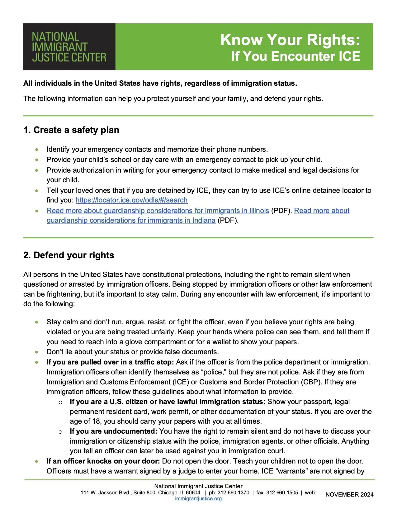 KNOW YOUR RIGHTS — IL IMMIGRATION INFO