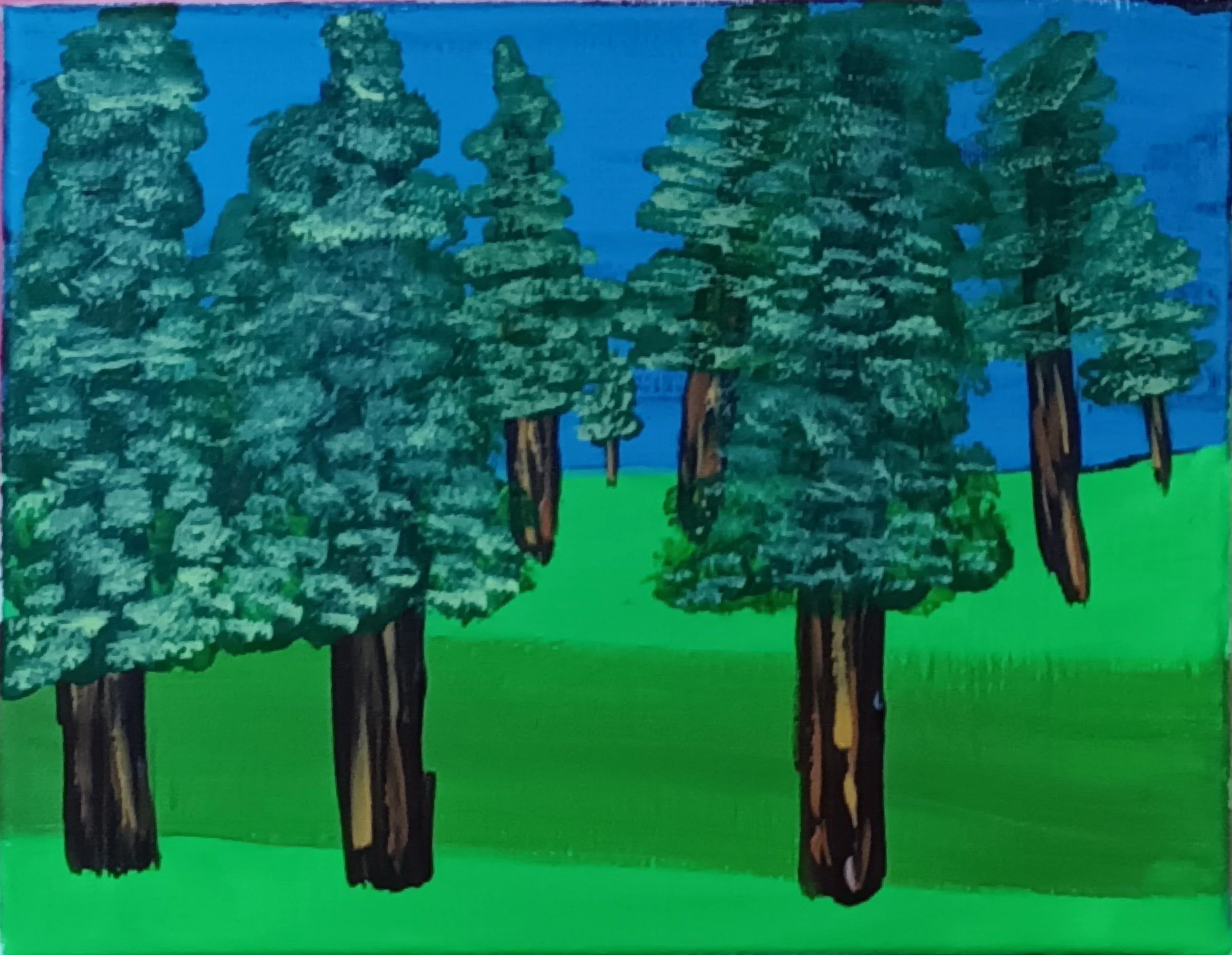 Tranquil Pines Acrylic Landscape Painting