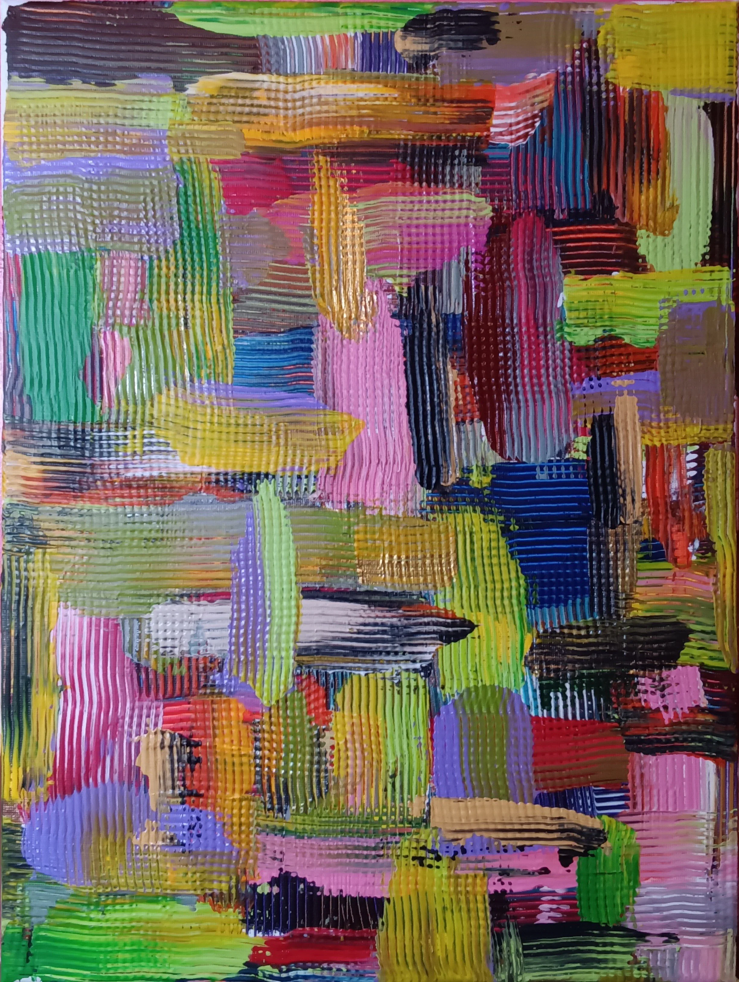 Vibrant Bomp Line Texture Abstract Painting