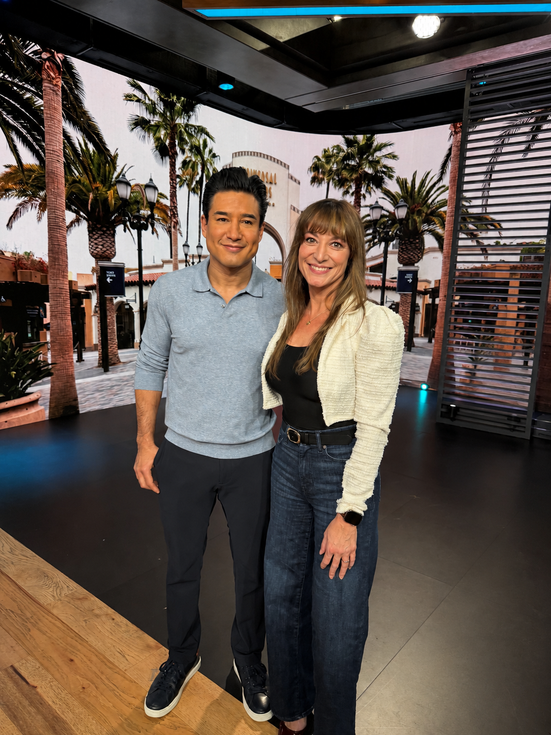 On the set of Access Hollywood with Mario Lopez