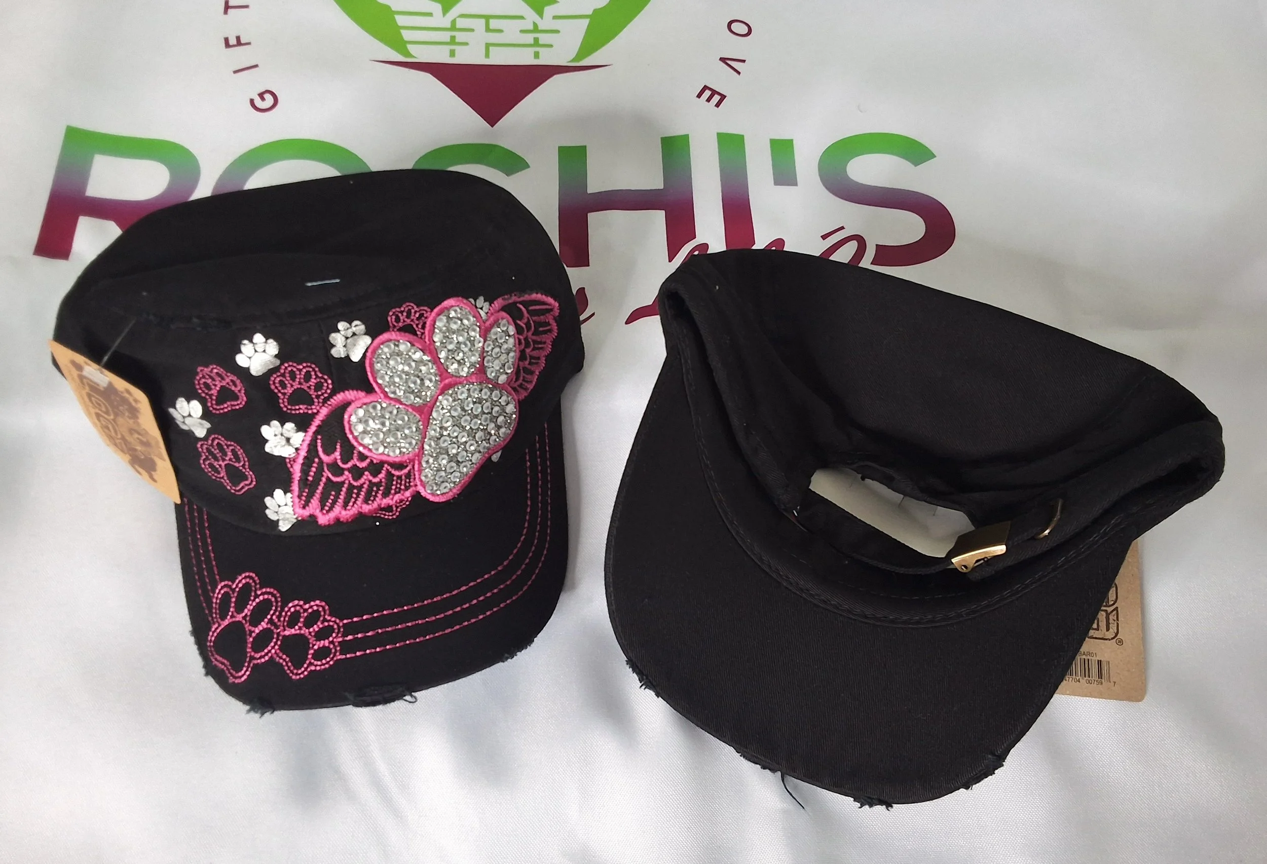Paws Rhinestone Distressed Cap