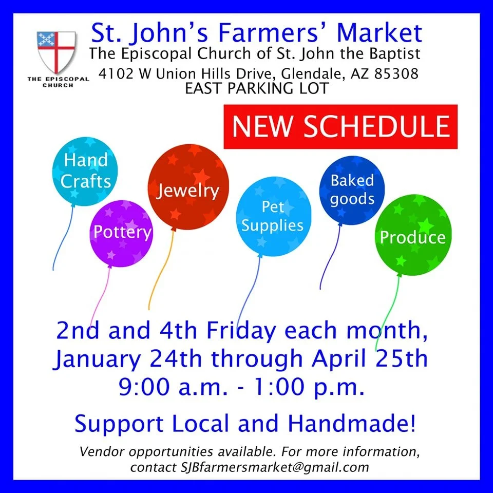 The St. John's Farmers' Market has a new schedule. Check it out this Friday, January 24th. #handmade #farmersmarketfinds #farmersmarkets #artsandcrafts #farmersmarket