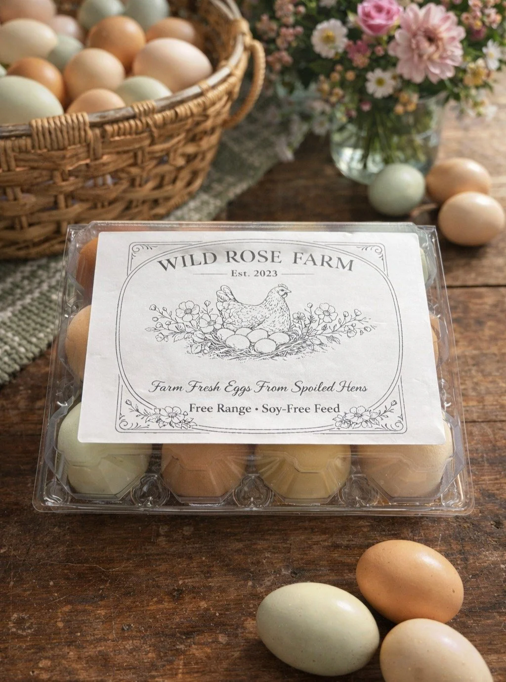 I'm thrilled with how the new labels turned out and the benefits of this partnership! We've also decided to feed our chickens with the highest quality, soy-free feed to ensure you're getting the best eggs!