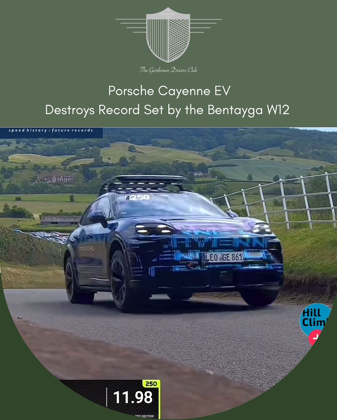 Without any formal announcements, Porsche brought the upcoming Cayenne EV to the Shelsley Walsh Hill Climb in the UK, and it absolutely destroyed the competition. 
Porsche brought the upcoming electric Cayenne to the Shelsley Walsh Hill Climb to show