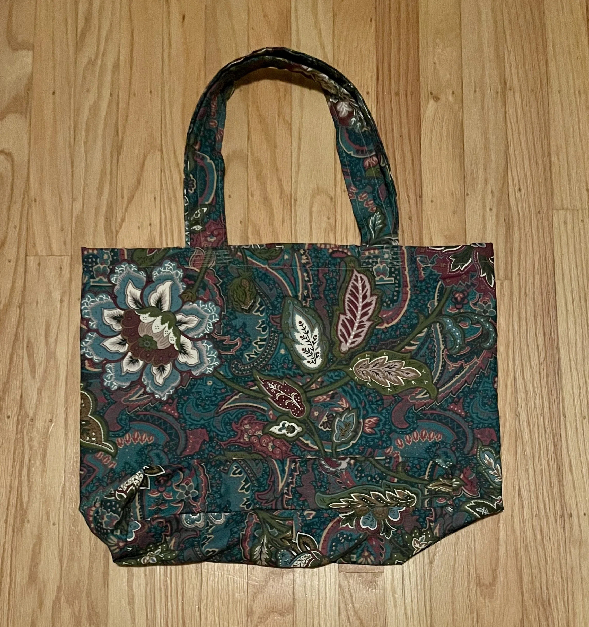 Teal Maroon Paisley Tote Bag