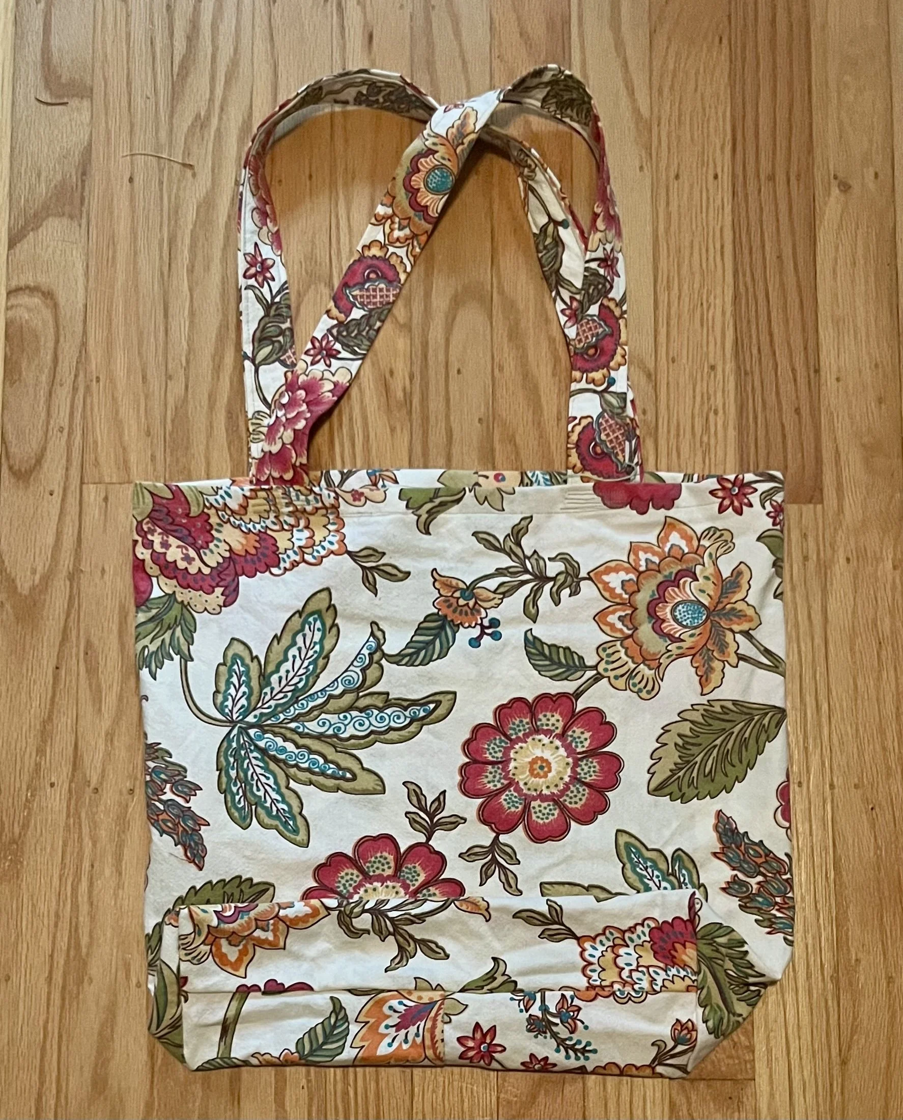 Vintage Red Flowers Tote Bag