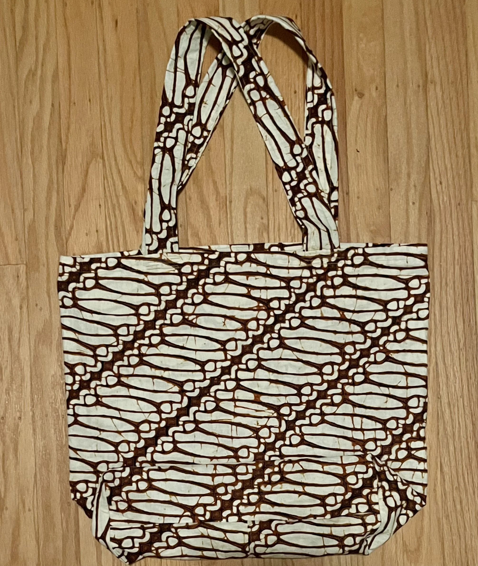 Brown Diagonal Stripe Tote Bag