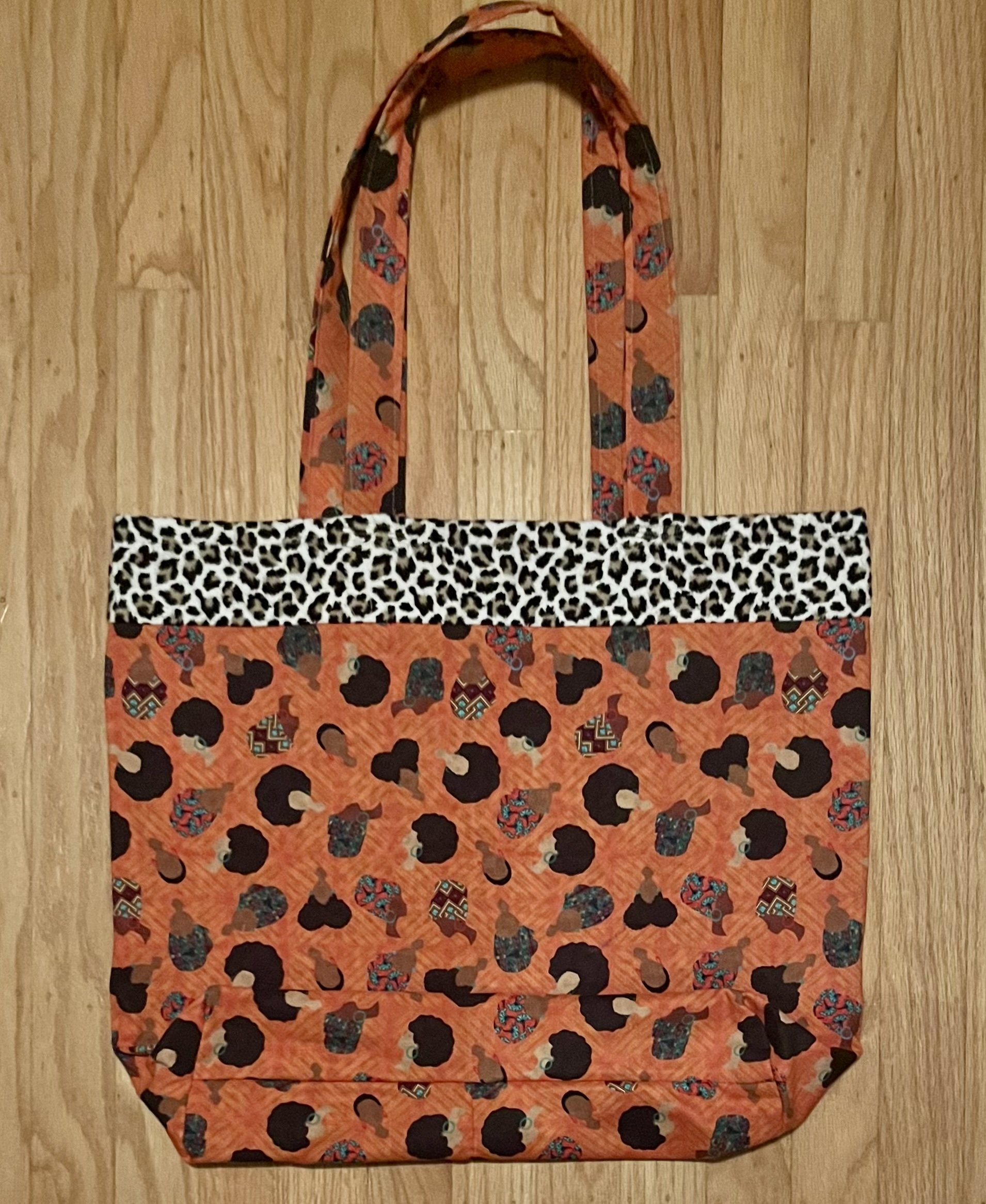 Orange Afro Cheetah Tote Bag
