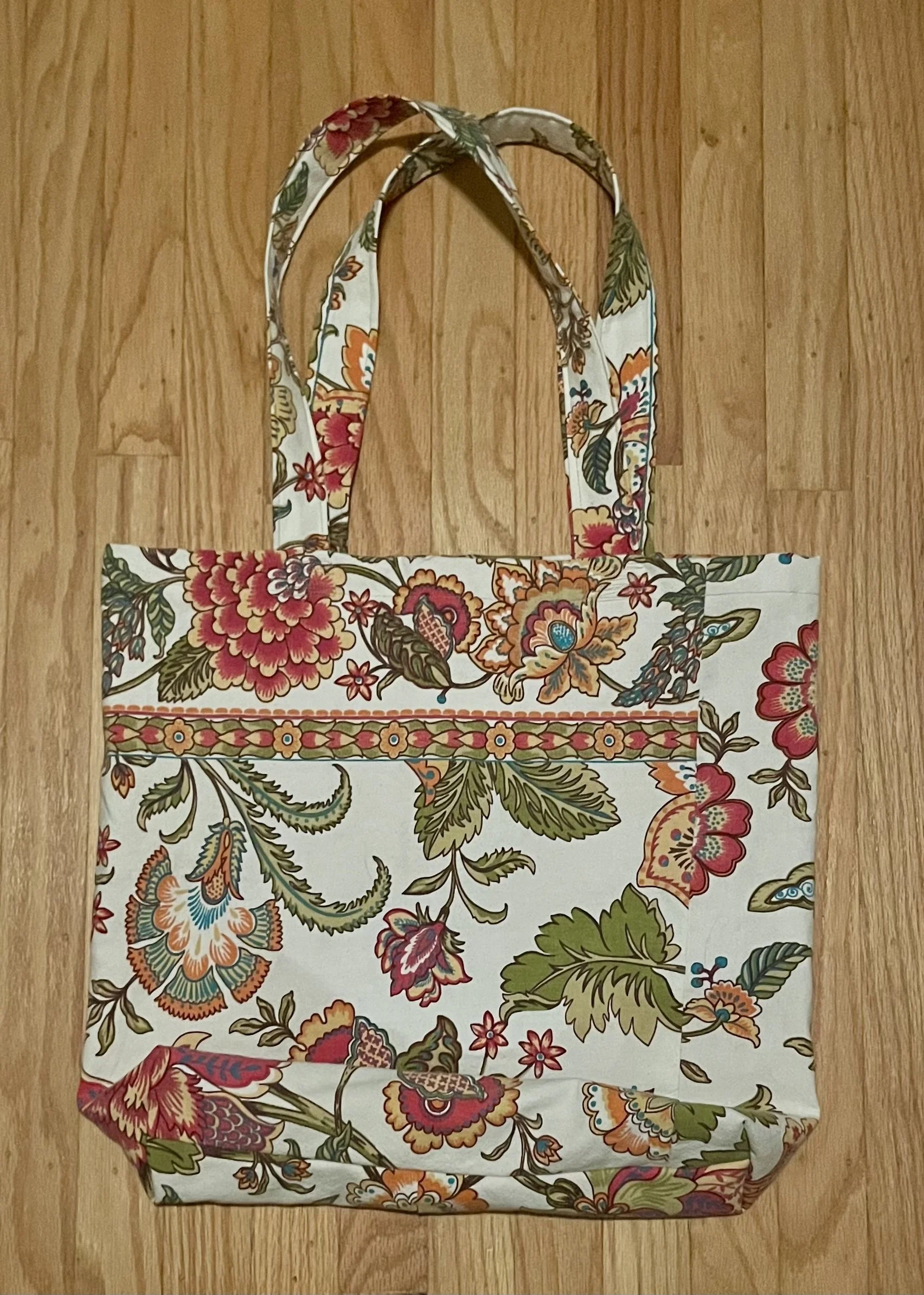 Cream Floral Tote Bag