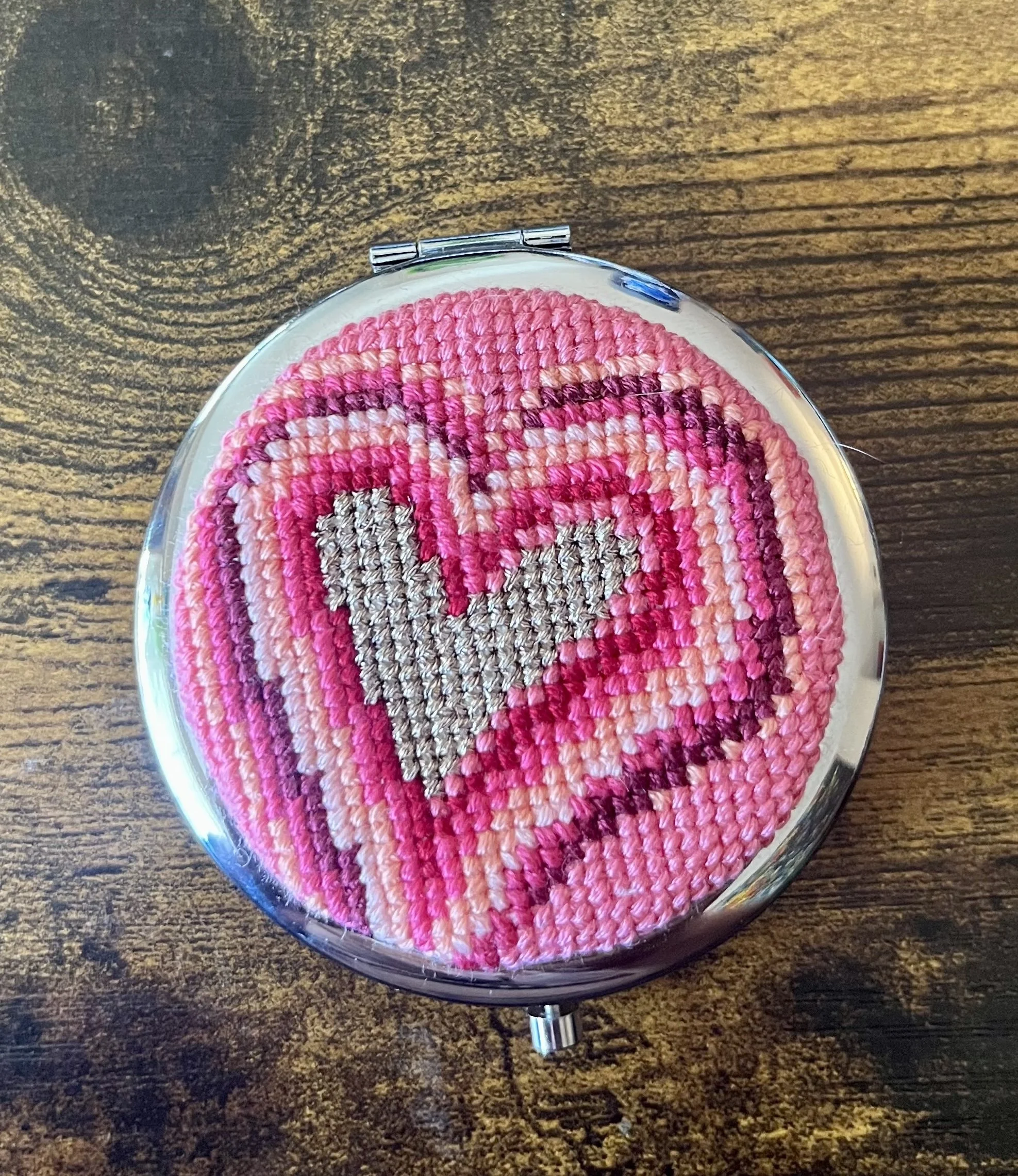 Pink Heart Compact Mirror