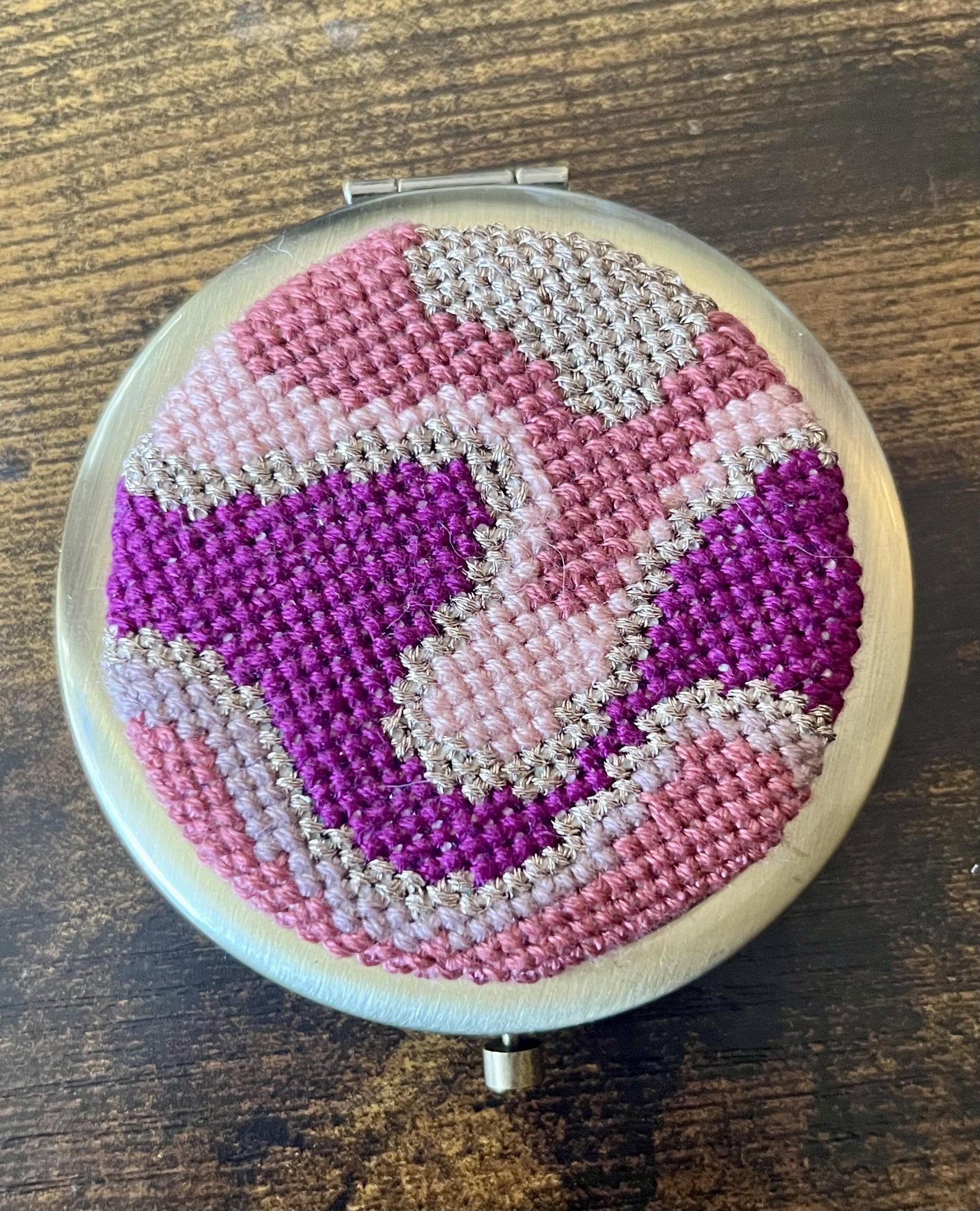 Purple Silver Swoop Compact Mirror