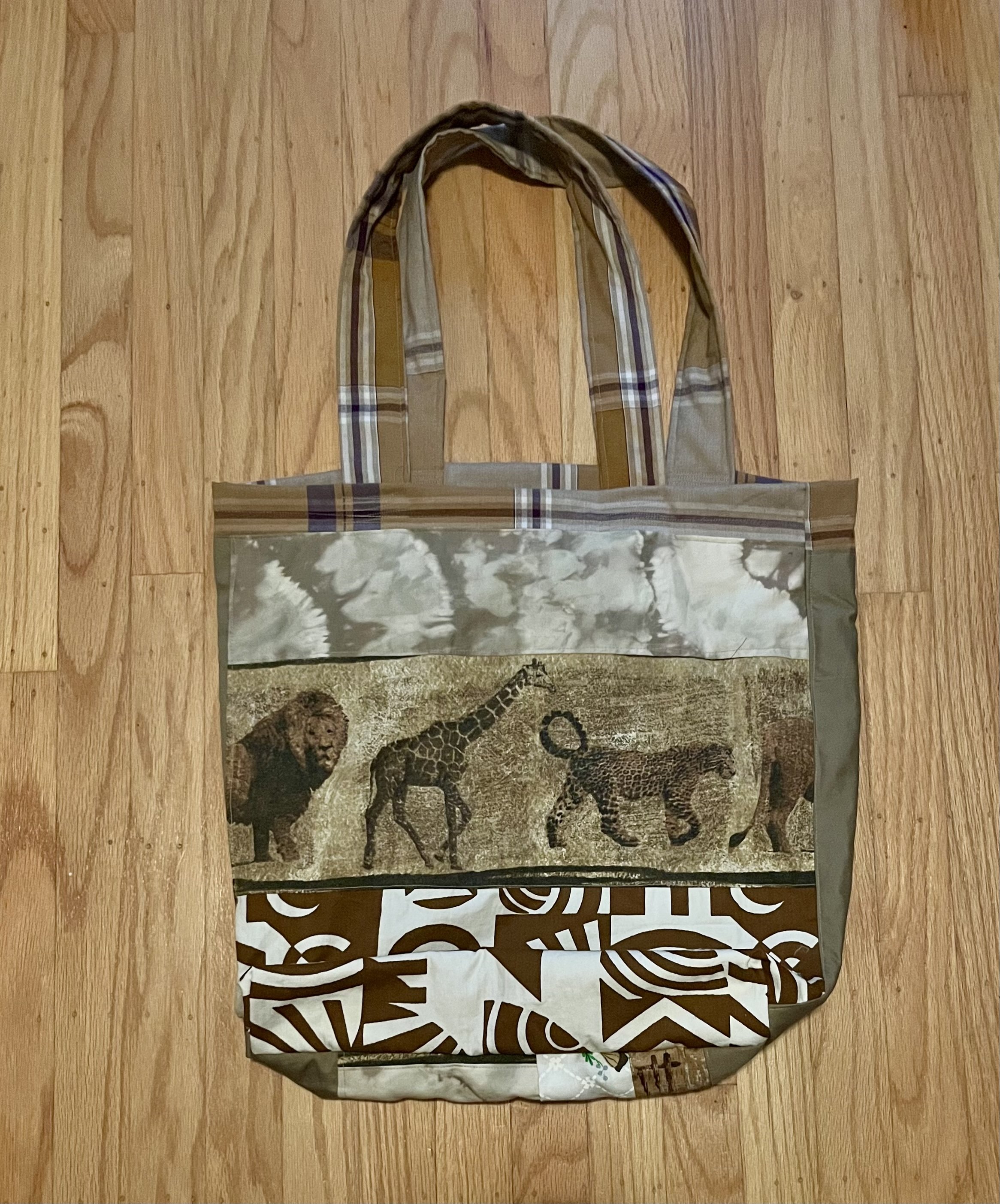 Brown Taupe Patchwork Tote Bag