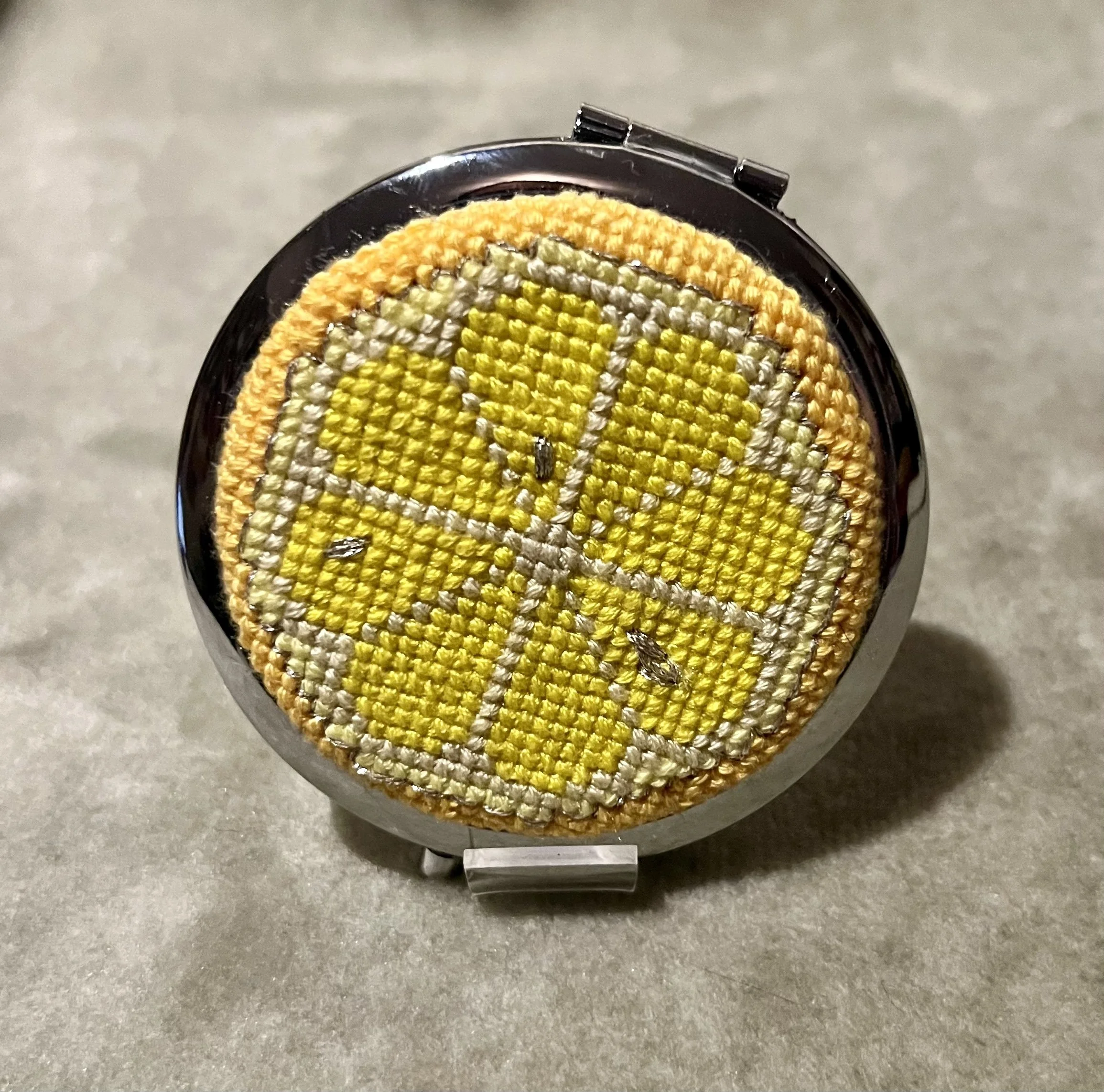 Lemon Cross Stitch Compact Mirror