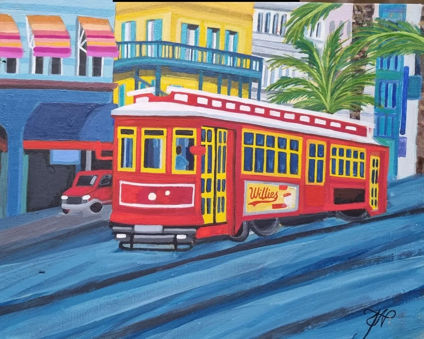 This image comes from my visit to New Orleans, during the Mardi Gras festival. The streets were filled by a sea of colour. I was enthralled by vibrance and movement of the city. This particular image is one of many I created of the well-known street 